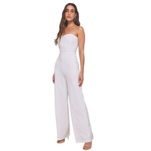 Lulus Edith White Strapless Wide-Leg Jumpsuit special occasion medium NWT
